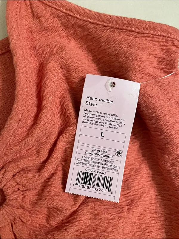 Wild Fable Bodysuit Textured peach color Knot-Front Top size L NWT - Image 5