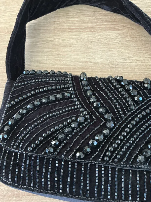 A New Day Black velvet beaded handbag - Image 2