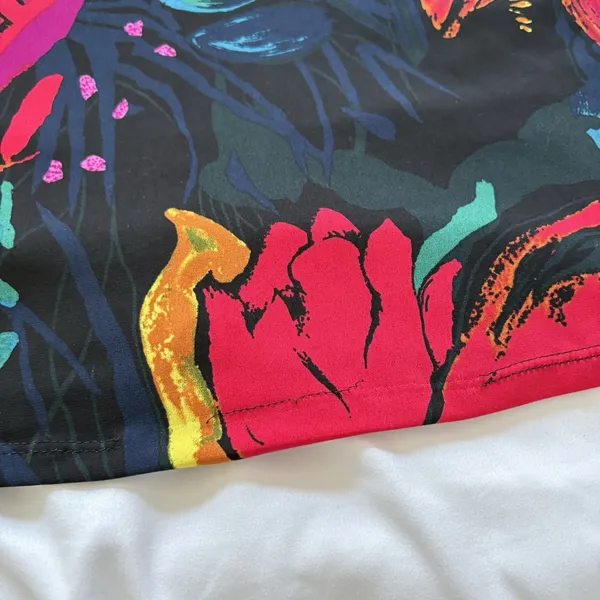 Floral Dress Flutter Sleeve Womens XL Eclectic Abstract‎ Maximalist Dairy Whimsy - Image 2