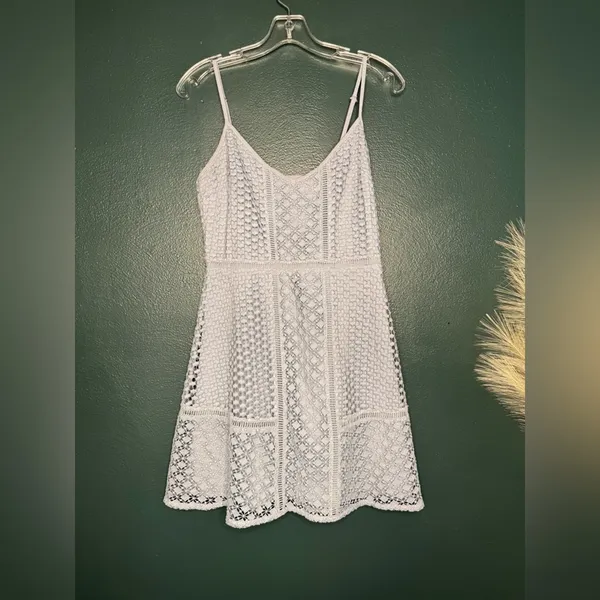 Abercrombie & Fitch Baby Blue Eyelet V-Neck Summer Beach Mini Dress - Image 2
