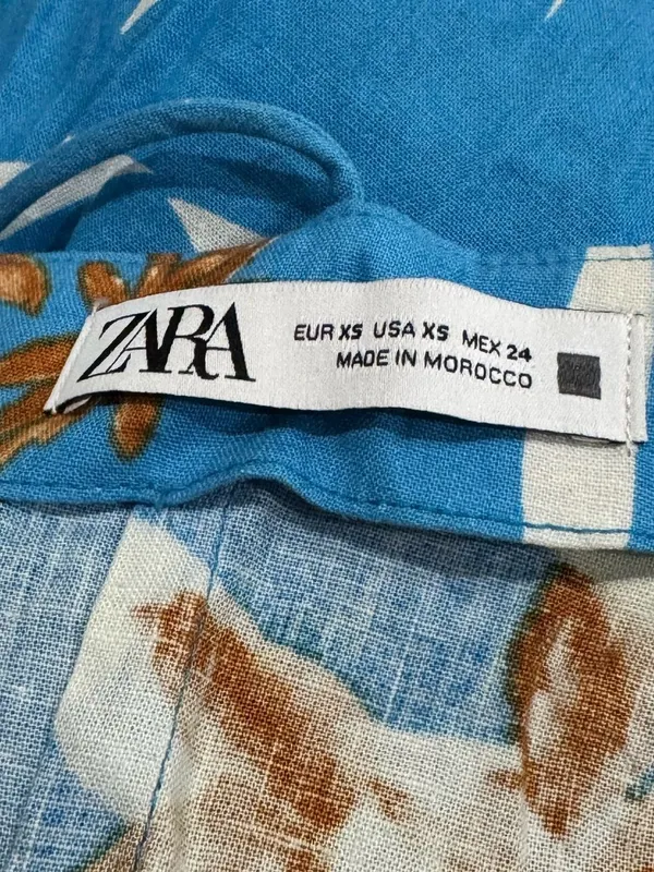 Zara Linen Blend Floral Cutout Midi Dress Women’s XS - Image 4