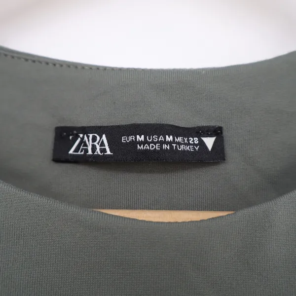 Zara Womens Racerback High Neck Sleeveless Bodysuit Olive Green Size M - Image 3