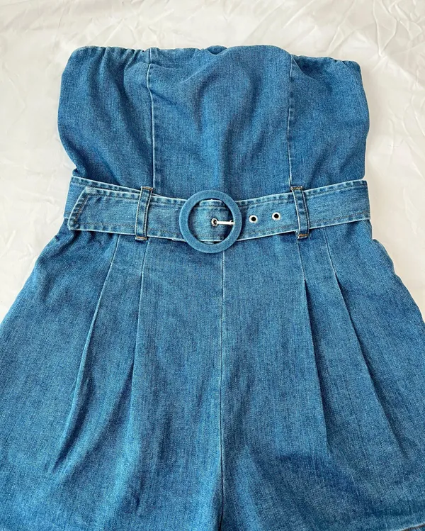 Ruby and Jenna - Olivaceous Denim Romper - Image 2