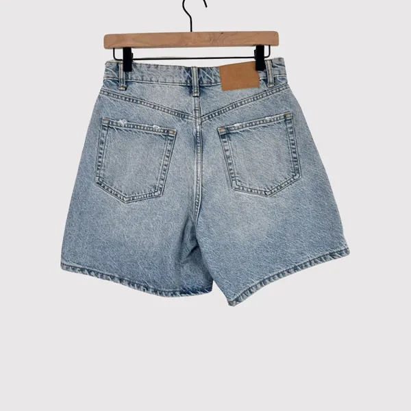 ZARA Womens Denim Shorts Blue Mom Jean High Rise Zip Fly Medium Wash Size 6 - Image 3