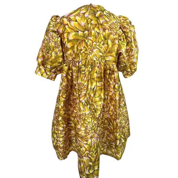 Kika Vargas Mum Floral Puff Sleeve Min Baby Doll Dress XS Vibrant Floral Print - Image 7
