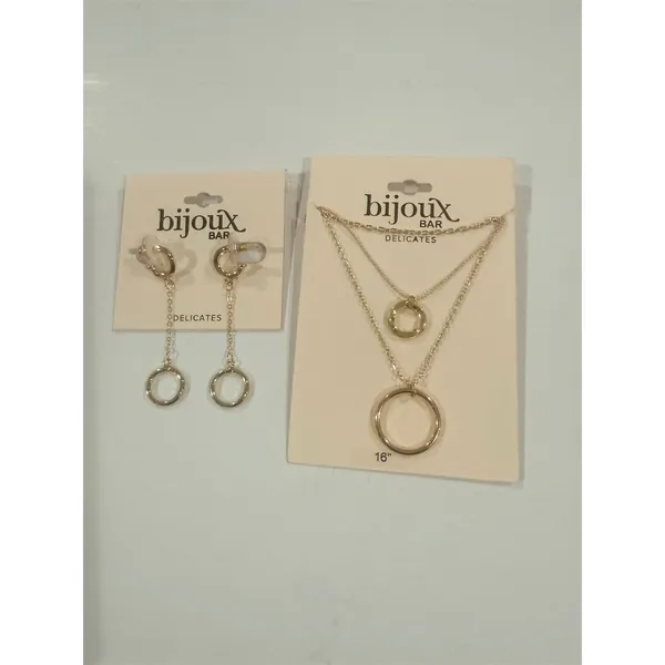$30 Bijoux Bar Jewelry Set Gold Layered Circle Pendant Necklace cute gift - Image 3