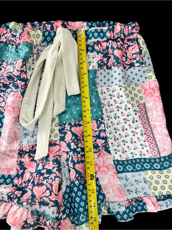 Simply Southern Patchwork Short Pajama Set - Pink, Teal & Cream - Image 8