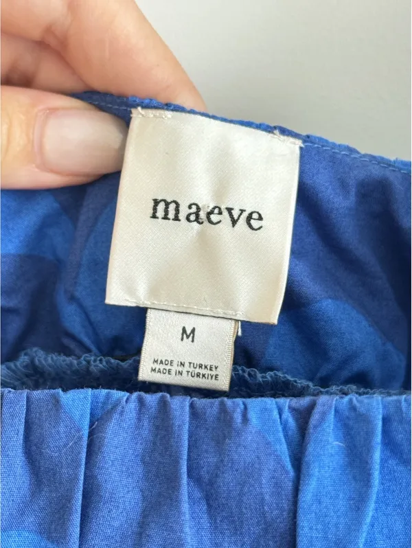 Anthropologie Maeve Blue Smocked Square Neck Mini Dress Size M - Image 5