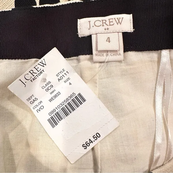 J. Crew Factory Polka Dot Mini Skirt Women's 4 Black Ivory Preppy Career‎ Dainty - Image 5
