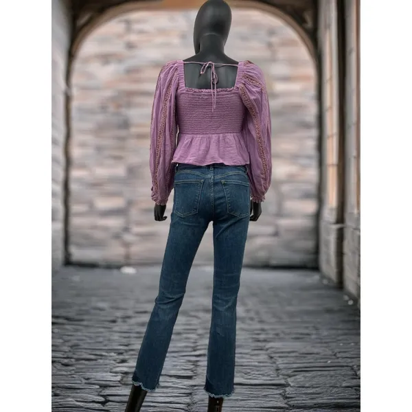 American Eagle puff sleeve top Sz L 100% cotton‎ - Image 5