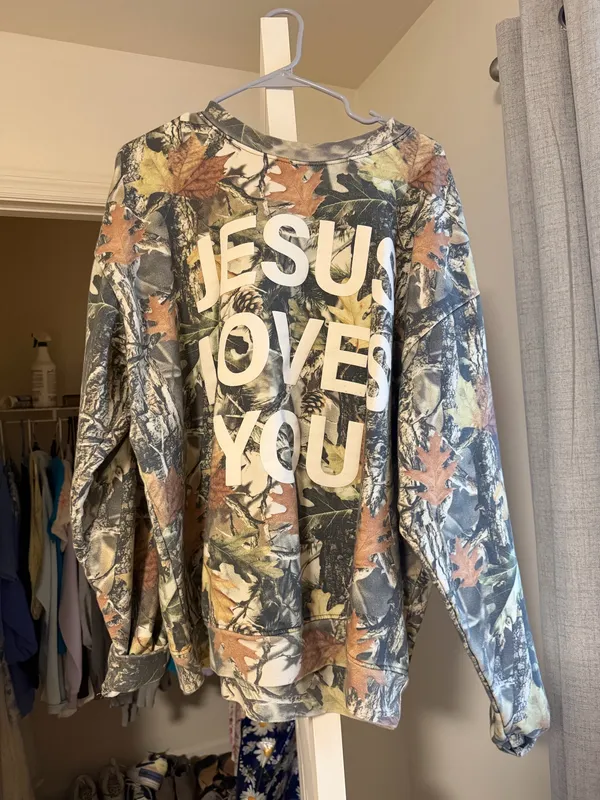 Jesus Loves You Camo Crewneck - Image 3