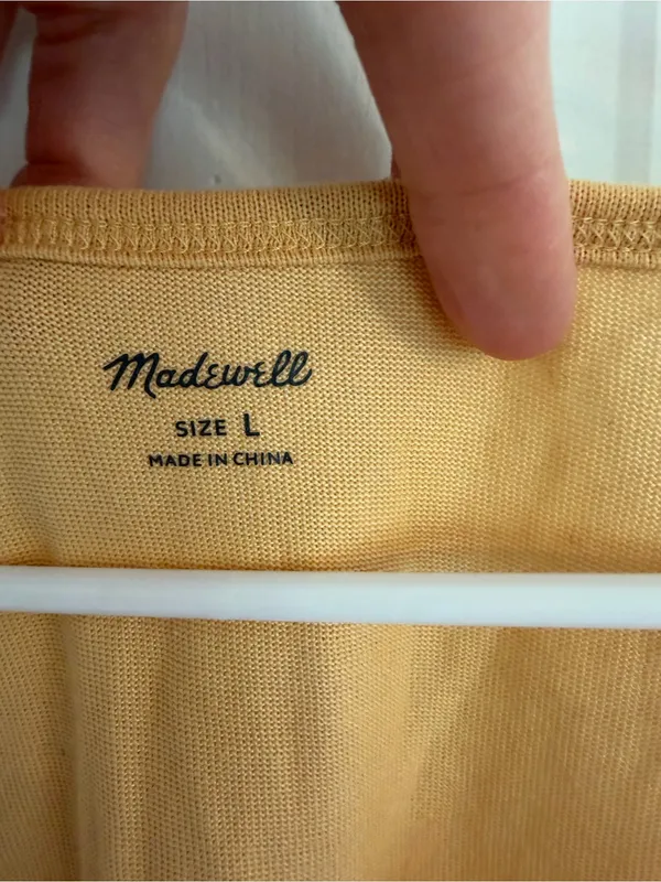 Madewell Mustard Yellow V-Neck Relaxed Cotton Blend Tank Top Large - Image 2