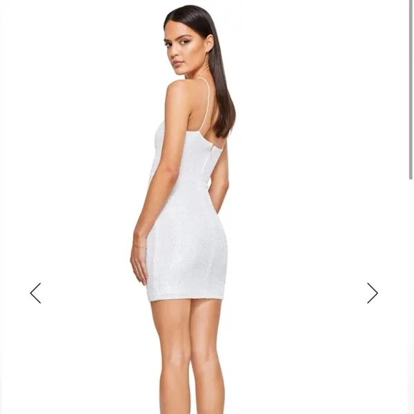 Revolve Nookie Supreme White Sequin Strappy NYE Mini Dress‎ Size S NEW - Image 2