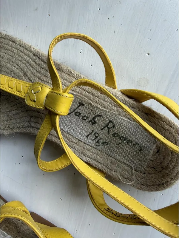 Jack Rogers Yellow Leather  Sandals Size 8.5 - Image 2