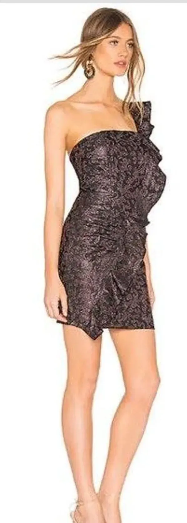 Revolve Jacquard Cocktail Dress Black - Image 2