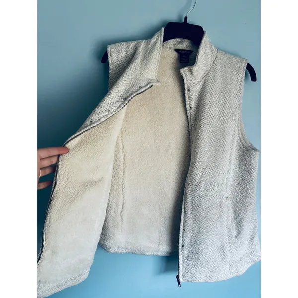 Sherpa Lined Zipper Vest Multiples Medium Cream Off White Pockets - Image 6