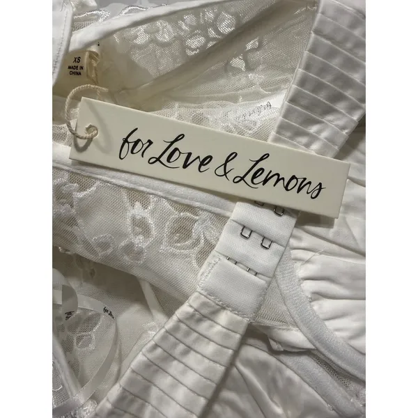 For‎ Love & Lemons Romi White Floral Eyelet Midi Dress XS - Image 5