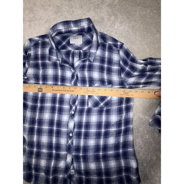 Rails Hunter‎ Shirt Womens Large Blue Patriot Sky Plaid Button Long Sleeve Top - Image 6