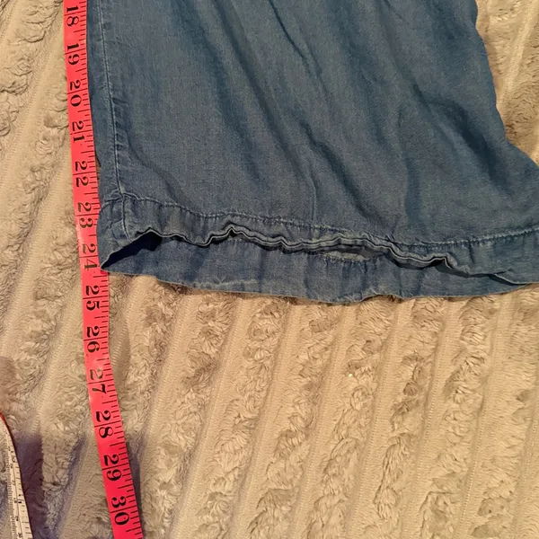 Workshop Republic Clothing Blue Lyocell Wide Leg Chambray Drawstring Pants Small - Image 5