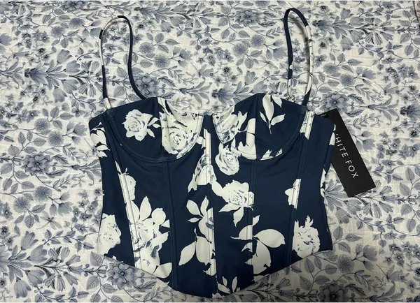 Navy Rose White Fox Boutique In The Morning Bustier - Image 2