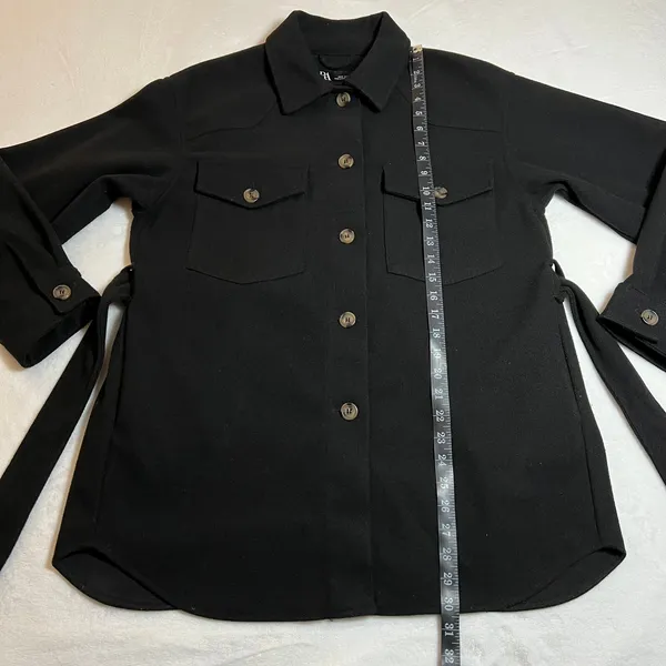 Zara Button Up Overshirt w/ Waist Tie Size M Tunic Minimalist Outerwear Casual - Image 9