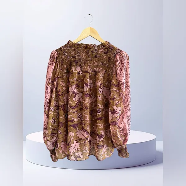 O.P.T. One Pretty Thing x Anthropologie Floral Smocked Balloon Sleeves Top - Image 10