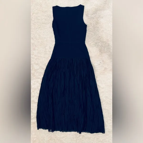 NWOT Reformation Cyra dropped waist pleated skirt dress midnight navy blue sz 0 - Image 8