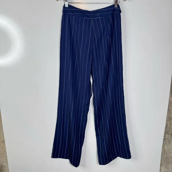 Aqua Blue Striped Wide‎ Leg Dress Pants Size Medium - Image 2