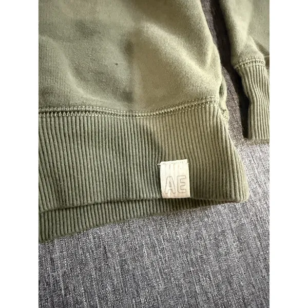 American Eagle Womens Crewneck Olive Green Floral Velvet Embossed Sz XS - Image 5