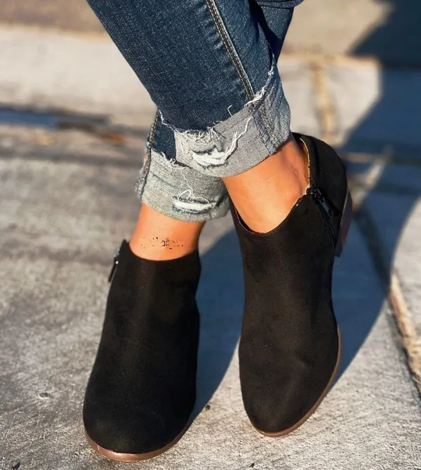 Black Micro Suede Ankle Bootie Size 9 - Image 2
