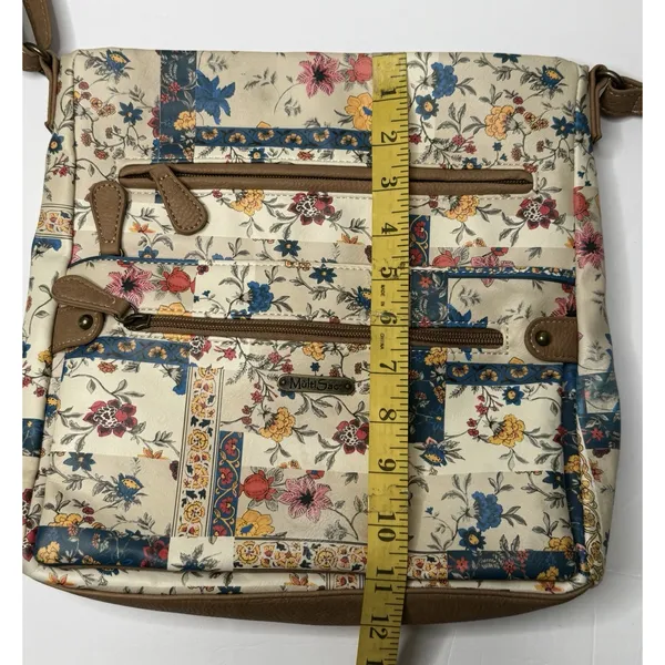 MultiSac Crossbody Bag Purse Floral Pockets Hippie Cottage Tan Boho Teacher Mom - Image 11