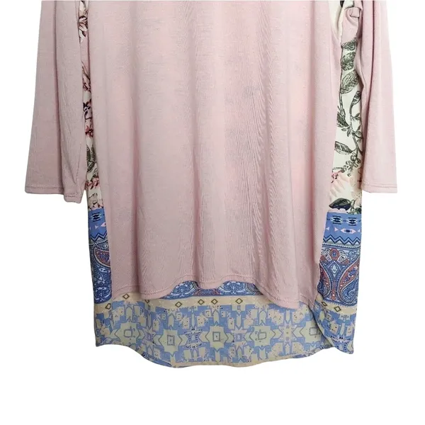Womens Floral Paisley‎ Tunic Top L 3/4 Sleeve Pink Mixed Media Le Lis Spring NWT - Image 6