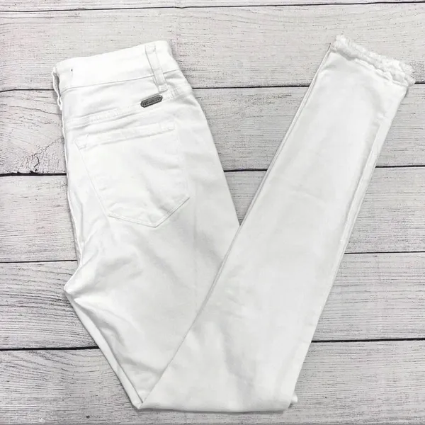KanCan High Rise Ankle Skinny Distressed Jeans White Stretch Women's Size 25 - Image 4