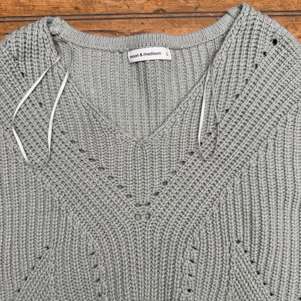 Moon & Madison Green Slouchy Cropped‎ Sweater Large ANTHROPOLOGIE - Image 2