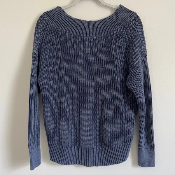 Aerie Blue Knit V Neck Oversized Relaxed Sweater Size XS - Image 6
