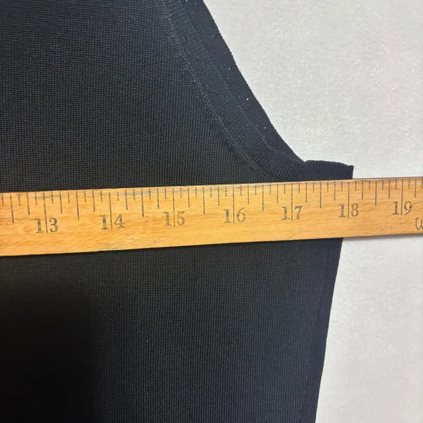 Dressbarn Tank Top Black Knit Scoop Neck Tie Front Career Minimalist Layering L - Image 6