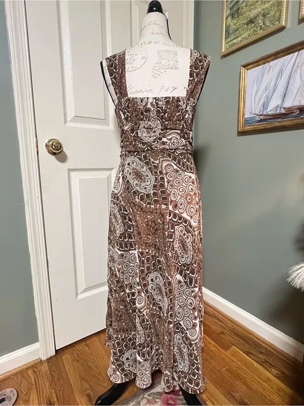 Whimsy patterned brown maxi Dress Size 10 - Image 2