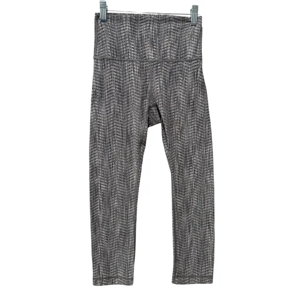 Lululemon Wunder Under High Rise Crop 21" Leggings‎ Womens Sz 4 Silver Jacquard - Image 3
