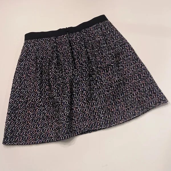 French Connection Multi-Color Tweed w/ Black Contrast A-Line Mini‎ Skirt Size 6 - Image 11