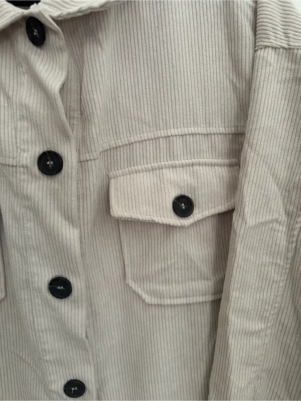 Zenana Oversized Corduroy Button-Up Jacket - Cream - Image 6