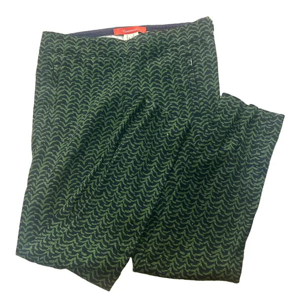 Anthropologie Cartonnier Ankle Pants Size 0 Navy Green Geometric Boho Chic Sleek - Image 3