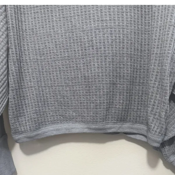Free People We‎ The Free South Side Waffle Knit Thermal Charcoal Gray Sz XS - Image 5