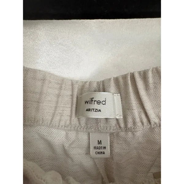 ARITZIA Wilfred The Lodge Pant CruiseLinen Wide Leg In Undyed Ecru Size Medium - Image 3