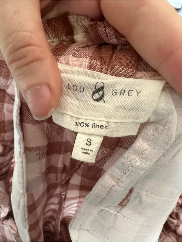 Lou & Grey Tan and Cream Gingham wide Leg Pants - Image 4