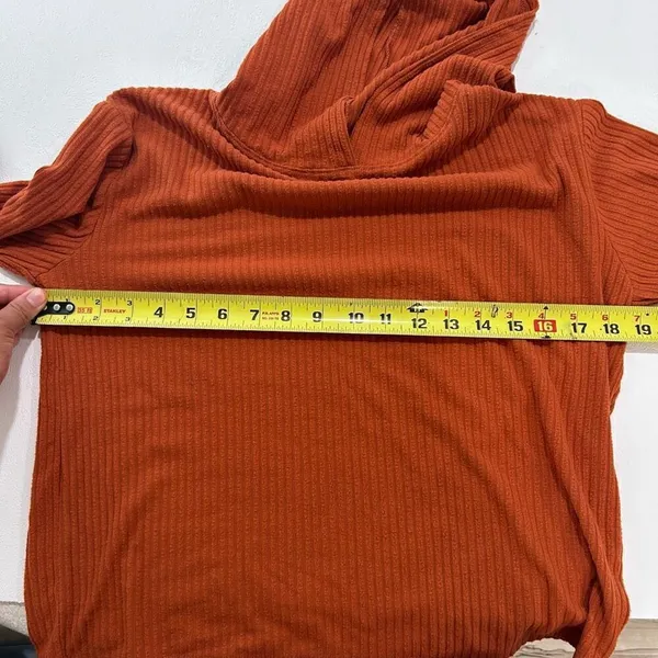 Cat & Jack Rust Ribbed Hoodie Top Kids L (10/12) | Long Sleeve Pullover Fall Coz - Image 4
