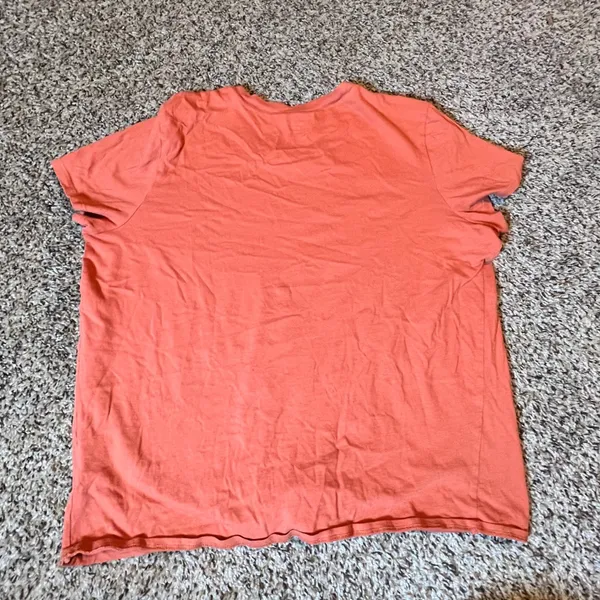 Madewell‎ Womens Short Sleeve Front Knot Tie Tee Coral Orange Slub Cotton Size L - Image 6