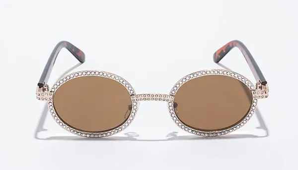 Zumiez Empyre Bling Brown Round Oval Sunglasses Bedazzled Jewels Summer Party - Image 5