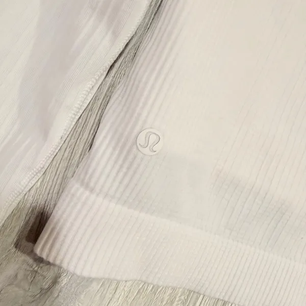 Lululemon Ebb To Street Long Sleeve Top White Ribbed Built In Bra Pilates Size 8 - Image 7