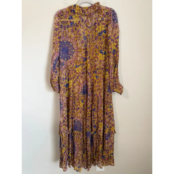 Anthropologie Chiffon Maxi Dress Womens Medium Semi Sheer Mandala Print - Image 3