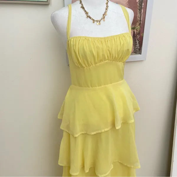Selfie Leslie Provence Bloom Tiered Maxi Dress in Yellow Medium - Image 5